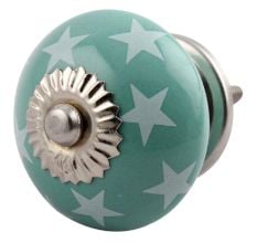  Sea Green Star Ceramic Cabinet Knob